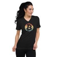 Load image into Gallery viewer, Retro Bitcoin Women&#39;s V-Neck T-Shirt - fomo21
