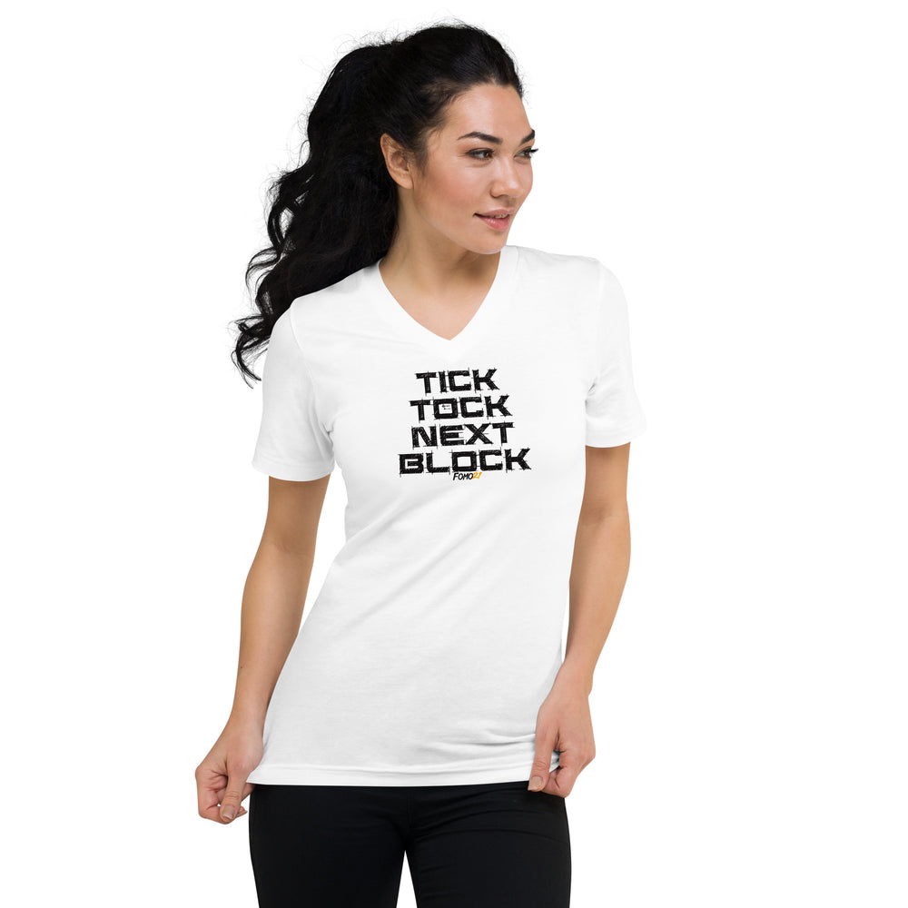 Tick Tock Next Block Bitcoin Women's V-Neck T-Shirt - fomo21