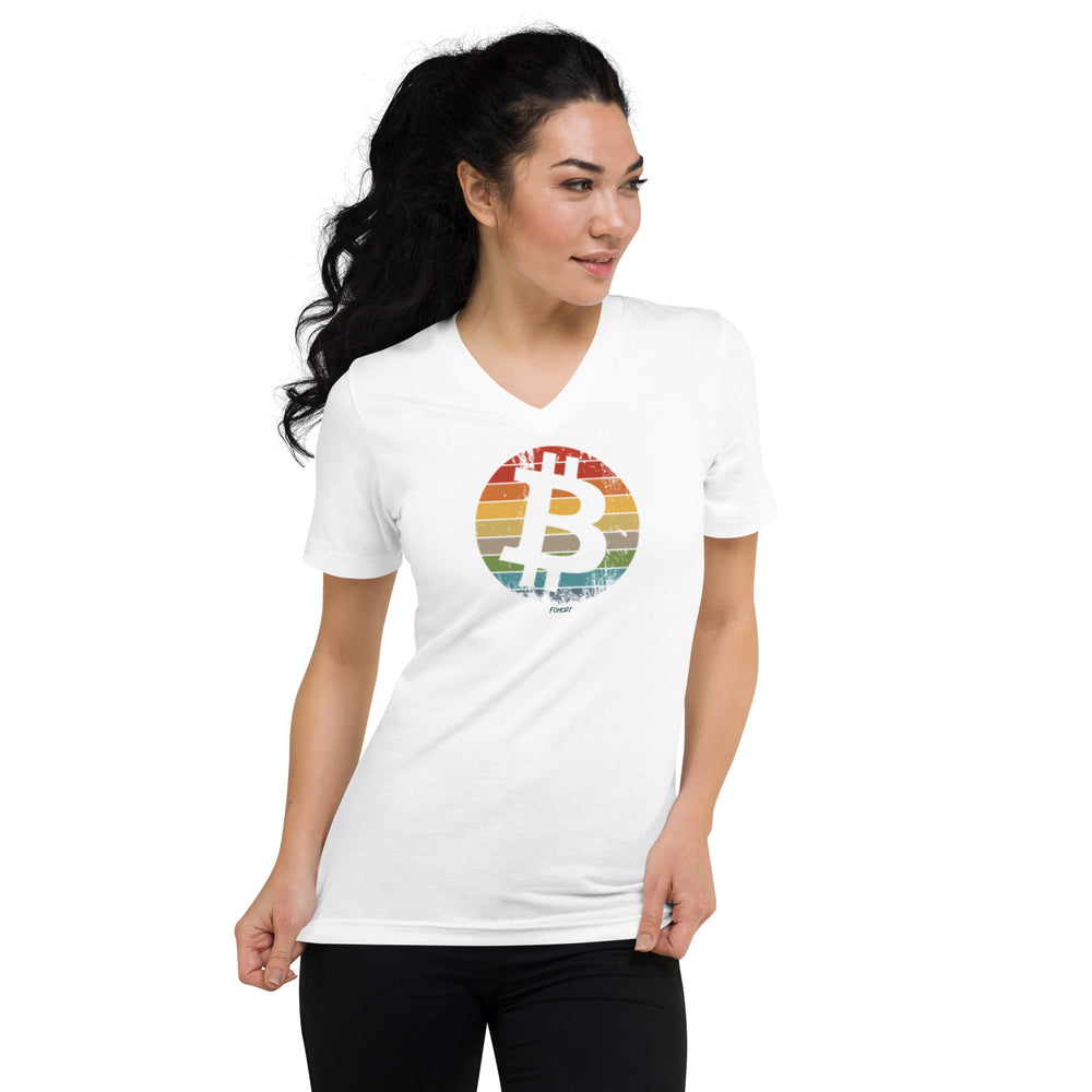 Retro Bitcoin Women's V-Neck T-Shirt - fomo21