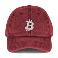 Load image into Gallery viewer, Simply Bitcoin White Embroidery Vintage Hat - fomo21
