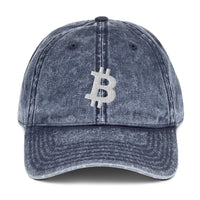 Load image into Gallery viewer, Simply Bitcoin White Embroidery Vintage Hat - fomo21
