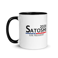 Load image into Gallery viewer, Satoshi For President 2024 (Black Lettering) Bitcoin Coffee Mug - fomo21
