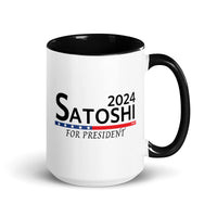 Load image into Gallery viewer, Satoshi For President 2024 (Black Lettering) Bitcoin Coffee Mug - fomo21
