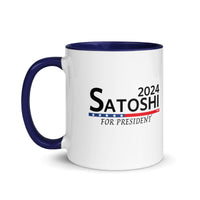 Load image into Gallery viewer, Satoshi For President 2024 (Black Lettering) Bitcoin Coffee Mug - fomo21
