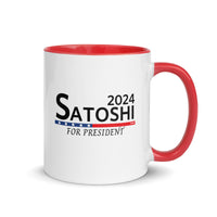 Load image into Gallery viewer, Satoshi For President 2024 (Black Lettering) Bitcoin Coffee Mug - fomo21
