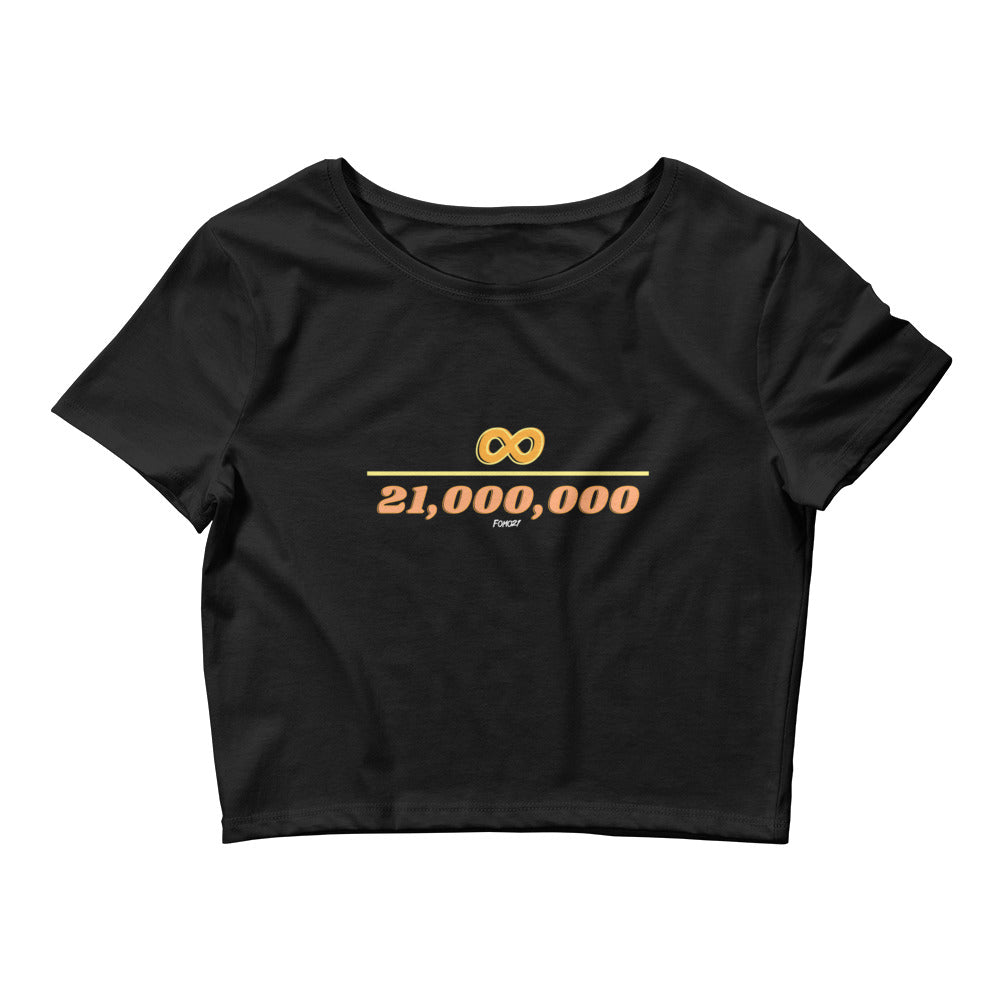 Infinity Divided By 21 Million Bitcoin Crop Top - fomo21