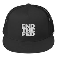Load image into Gallery viewer, End The Fed (White Embroidery) Bitcoin Trucker Hat - fomo21
