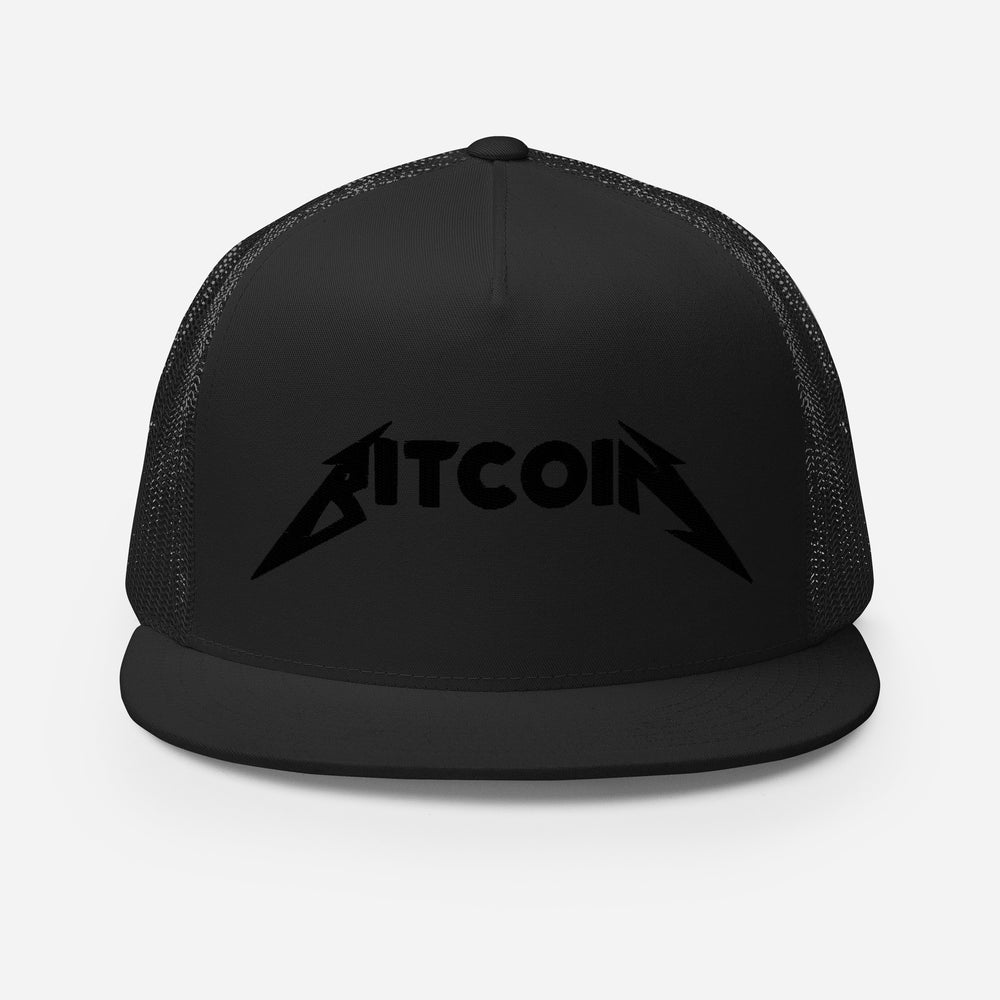 Bitcoin Rocks (Black Embroidery) 5 Panel Snapback Trucker Hat - fomo21