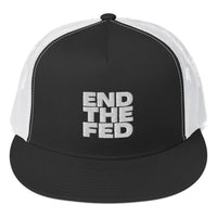 Load image into Gallery viewer, End The Fed (White Embroidery) Bitcoin Trucker Hat - fomo21
