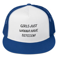 Load image into Gallery viewer, Girls Just Wanna Have Bitcoin! Trucker Hat - fomo21

