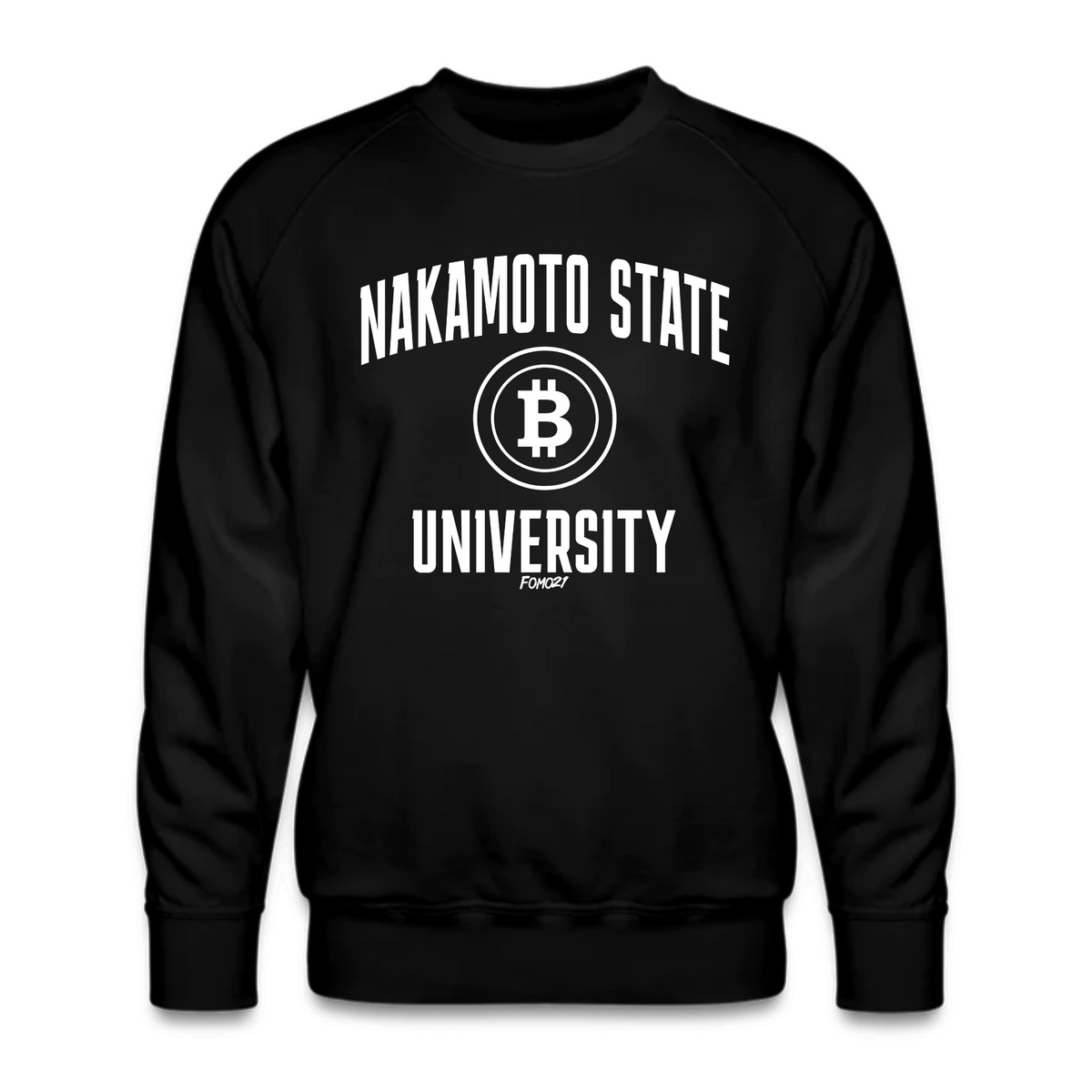 Nakamoto State University (White) Bitcoin Crewneck Sweatshirt - fomo21