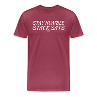Load image into Gallery viewer, Stay Humble Stack Sats Bitcoin T-Shirt - fomo21

