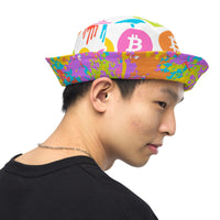 Load image into Gallery viewer, Bitcoin Splats Reversible Bucket Hat - fomo21
