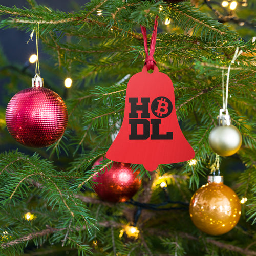 Big Time HODL Red Bitcoin Wooden Christmas Ornament-fomo21