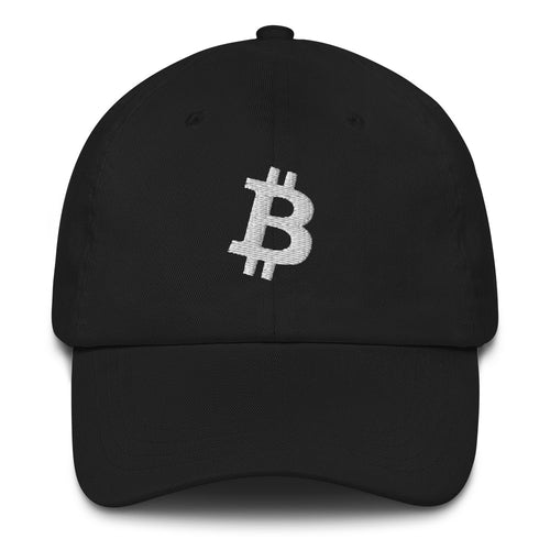 Bitcoin B Angled (White Embroidery) Dad Hat-fomo21
