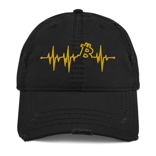 Bitcoin Heartbeat Distressed Dad Hat-fomo21