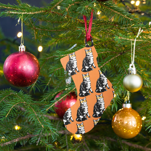 Bitcoin Is For The Cats Orange Wooden Christmas Ornament-fomo21