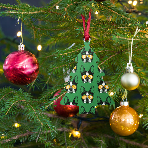 Bitcoin Is For The Dogs Green Wooden Christmas Ornament-fomo21