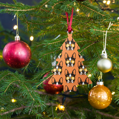 Bitcoin Is For The Dogs Orange Wooden Christmas Ornament-fomo21