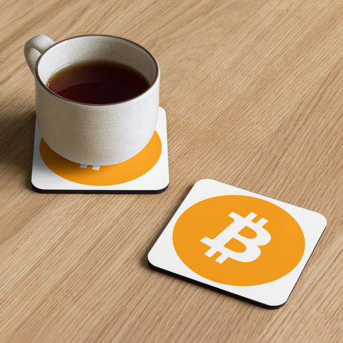 Bitcoin Logo Cork-Back Coaster-fomo21