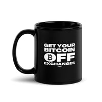 Load image into Gallery viewer, Get Your Bitcoin Off Exchanges (White Lettering) Coffee Mug - fomo21
