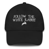 Load image into Gallery viewer, Follow The White Rabbit Bitcoin Dad Hat - fomo21
