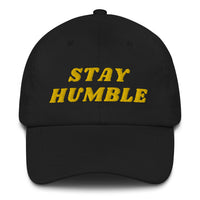 Load image into Gallery viewer, Stay Humble (Gold Lettering) Bitcoin Dad Hat - fomo21
