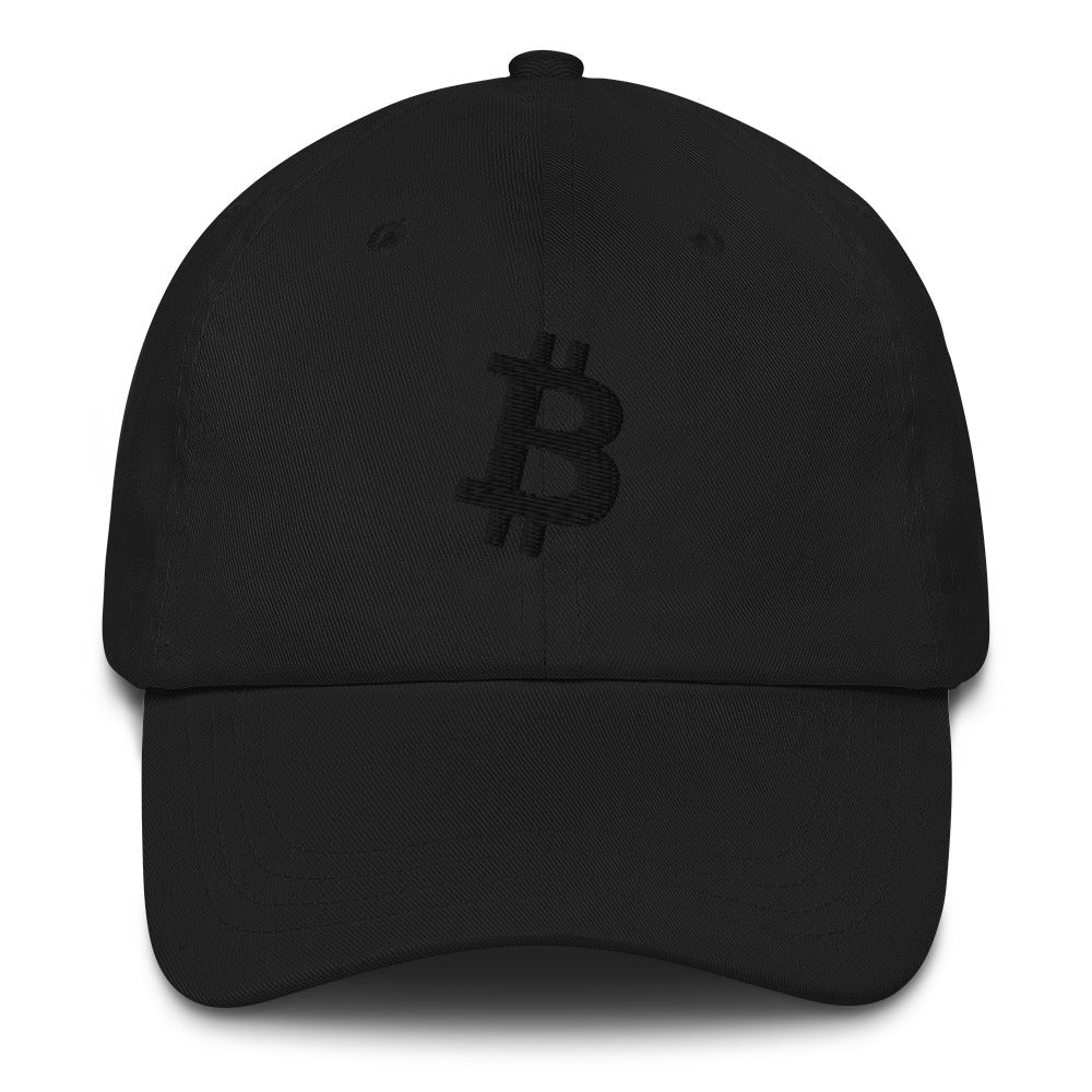 Bitcoin B Angled (Black Embroidery) Dad hat - fomo21