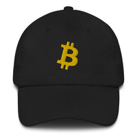 Load image into Gallery viewer, Bitcoin B Angled (Gold Embroidery) Dad hat - fomo21
