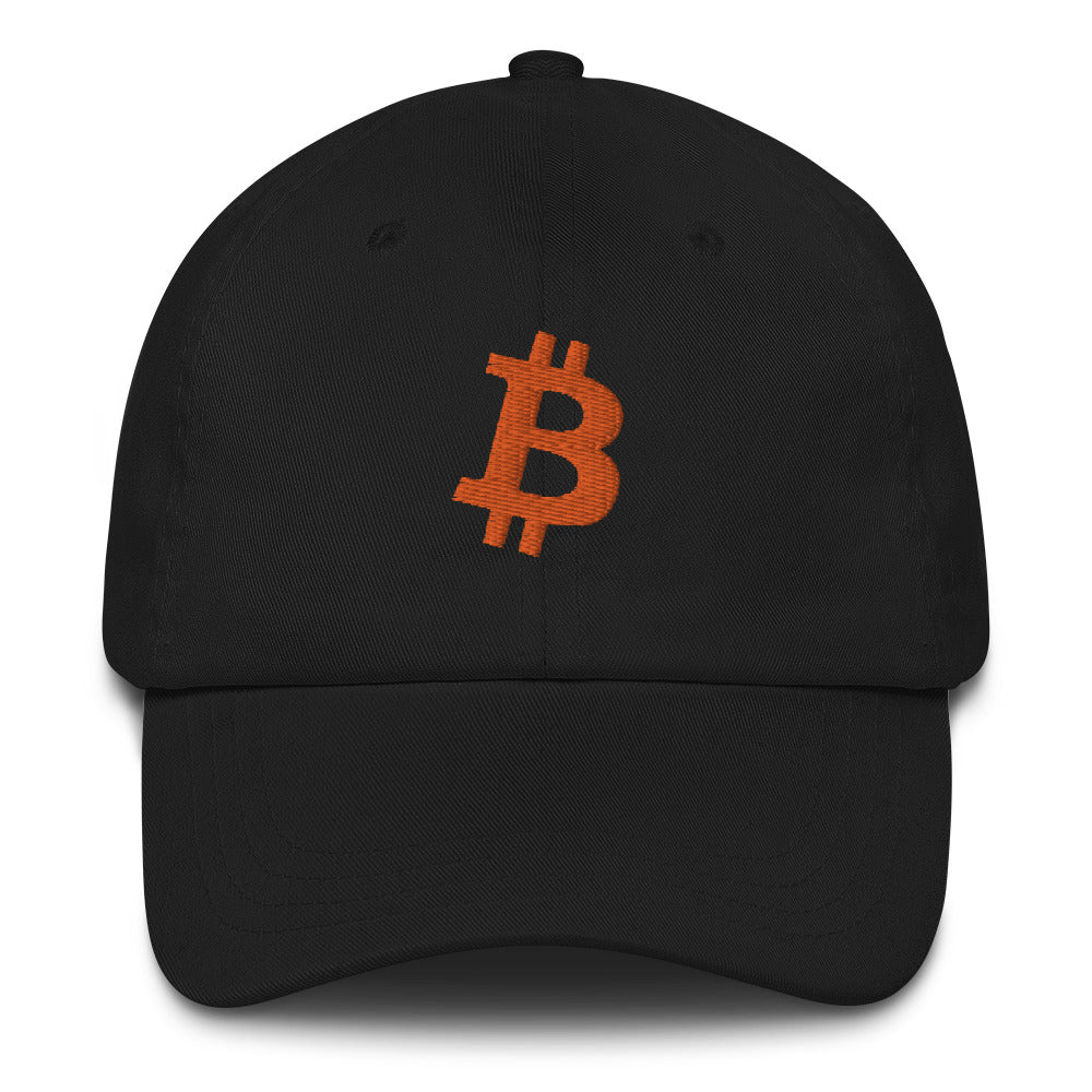 Bitcoin B Angled (Orange Embroidery) Dad Hat - fomo21