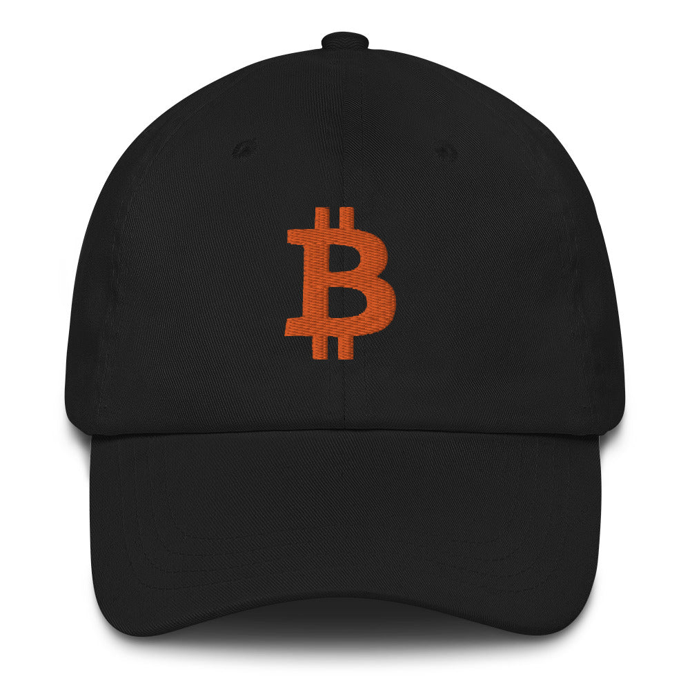 Bitcoin B (Orange Embroidery) Dad Hat - fomo21