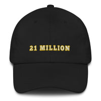 Load image into Gallery viewer, 21 Million (Gold Outline) Bitcoin Dad Hat - fomo21
