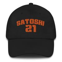 Load image into Gallery viewer, Satoshi 21 (Orange Embroidery) Bitcoin Dad Hat - fomo21
