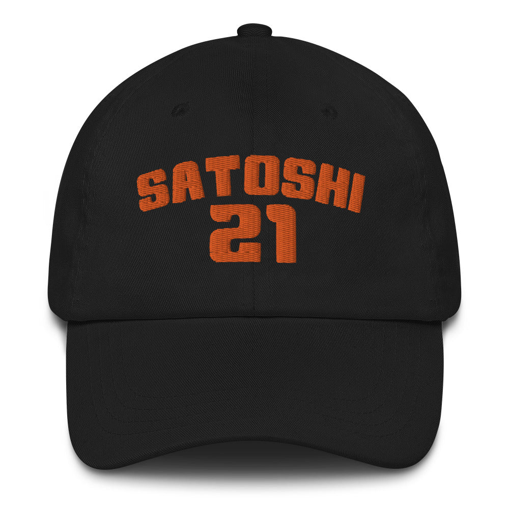 Satoshi 21 (Orange Embroidery) Bitcoin Dad Hat - fomo21