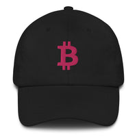 Load image into Gallery viewer, Bitcoin B (Magenta Embroidery) Dad Hat - fomo21
