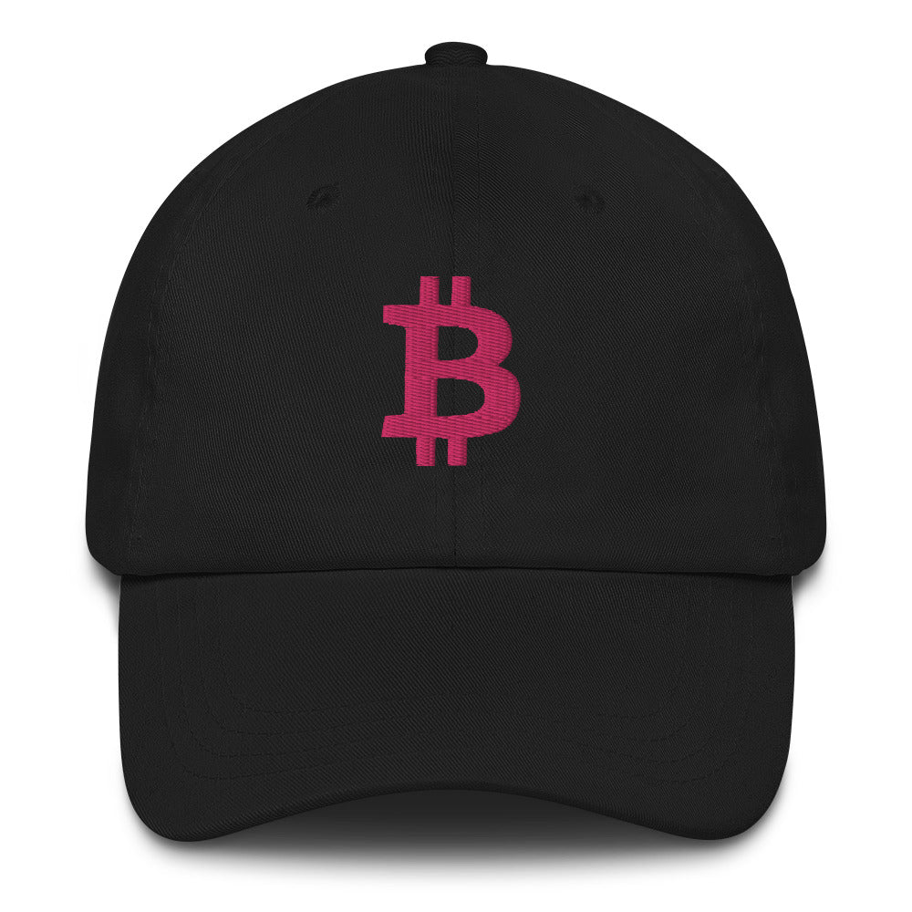 Bitcoin B (Magenta Embroidery) Dad Hat - fomo21