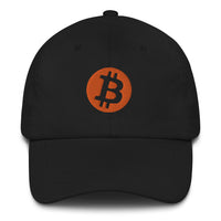 Load image into Gallery viewer, Circle Bitcoin Logo (Orange Embroidery) Dad Hat - fomo21
