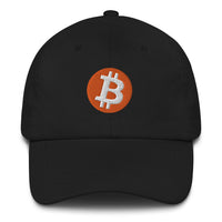 Load image into Gallery viewer, Circle Bitcoin Logo (Orange and White Embroidery) Dad Hat - fomo21
