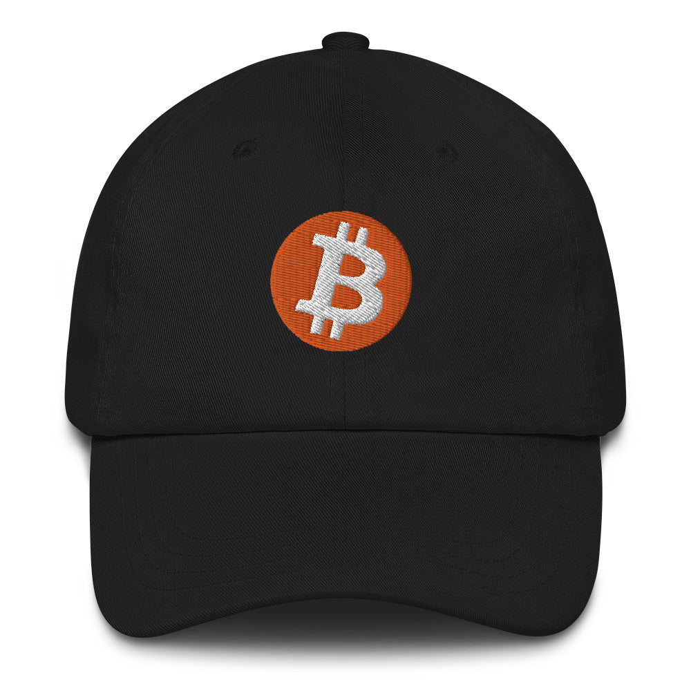 Circle Bitcoin Logo (Orange and White Embroidery) Dad Hat - fomo21
