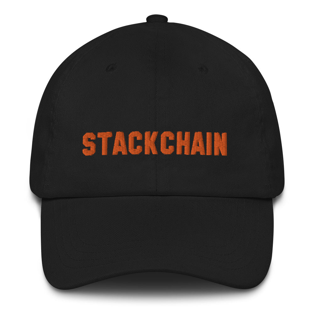 Stackchain (Orange Embroidery) Bitcoin Dad Hat - fomo21