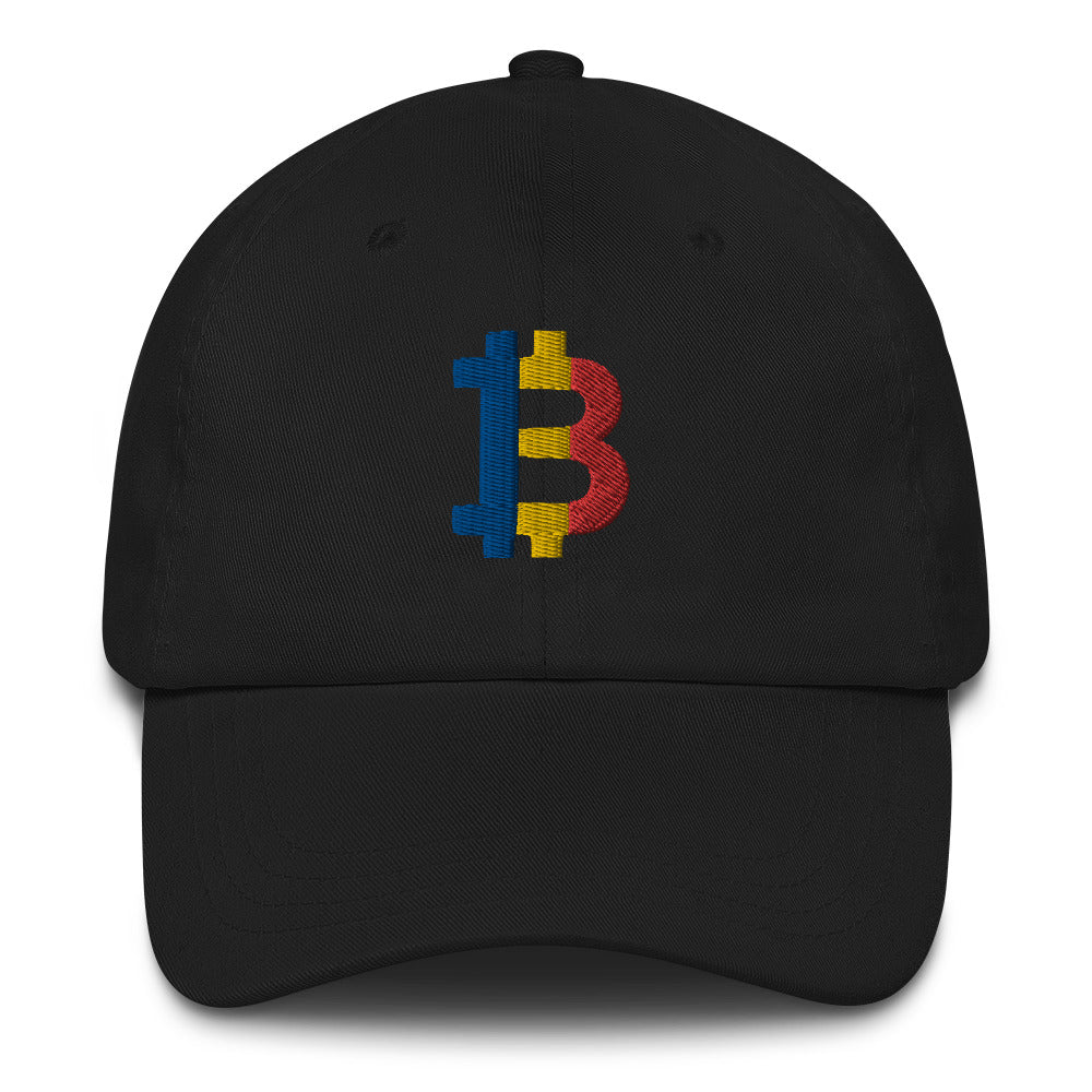 Romanian Flag Bitcoin B Dad Hat - fomo21
