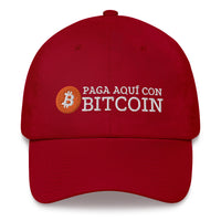 Load image into Gallery viewer, Paga Aquí Con Bitcoin (Letras Blancas) Español Dad Hat - fomo21
