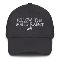 Load image into Gallery viewer, Follow The White Rabbit Bitcoin Dad Hat - fomo21
