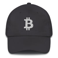 Load image into Gallery viewer, Bitcoin B (White Embroidery) Dad Hat - fomo21
