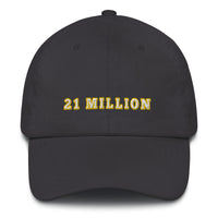 Load image into Gallery viewer, 21 Million (Gold Outline) Bitcoin Dad Hat - fomo21
