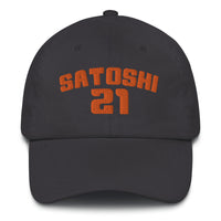 Load image into Gallery viewer, Satoshi 21 (Orange Embroidery) Bitcoin Dad Hat - fomo21
