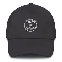 Load image into Gallery viewer, Child of Satoshi (White Embroidery) Bitcoin Dad Hat - fomo21

