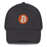 Load image into Gallery viewer, Circle Bitcoin Logo (Orange and White Embroidery) Dad Hat - fomo21
