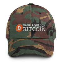 Load image into Gallery viewer, Paga Aquí Con Bitcoin (Letras Blancas) Español Dad Hat - fomo21
