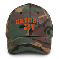 Load image into Gallery viewer, Satoshi 21 (Orange Embroidery) Bitcoin Dad Hat - fomo21
